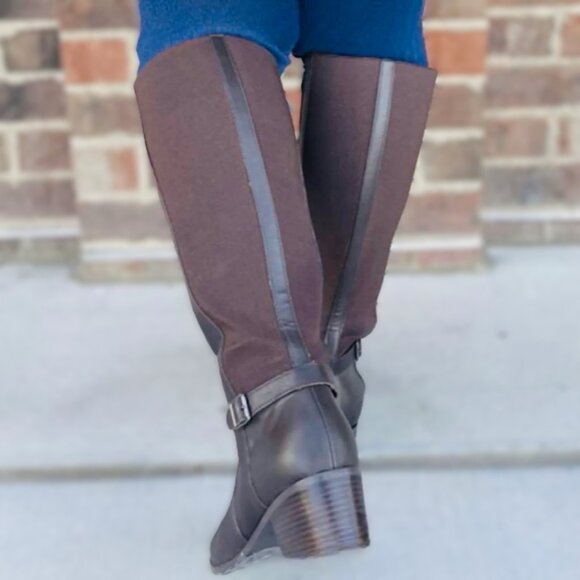 Dark Brown Leather Knee High Riding Boots Easy Spirit Chaza Size 9 Wide - Picture 10 of 10